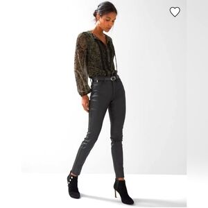 White House Black Market High Rise Skinny Coated Black Jeans Size 30
